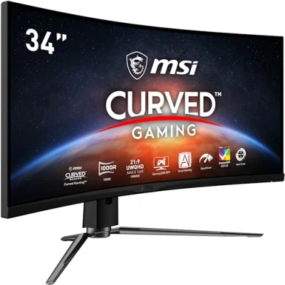 Image de MSI MPG ARTYMIS 343CQRDE Moniteur de Jeu incurvé 34&quot; 1000R, 3440 x 1440 (UWQHD), 165 Hz, 1 ms, AMD FreeSync Premium, VA, HDR 400, Noir