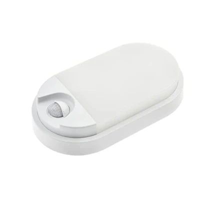 Image de HUBER Applique murale LED ovale avec détecteur de mouvement 140 10 W 800 lm I IP54 Lampe d&#039;extérieur intérieure Blanc