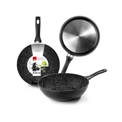 Image de IBILI Wok Natura, 30 cm, Aluminium, Antiadhésif style pierre, Compatible avec l’induction