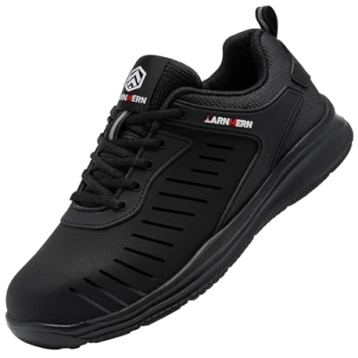 Image de LARNMERN Chaussures de Sécurité Hommes Femme Imperméables Baskets Embout en Acier Réfléchissant Chaussure Travail Légere Respirant(Noir B,43EU)