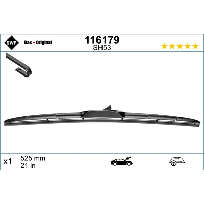 Image de Balai d&#039;essuie glace Swf Hybrid 116179 525mm hybride CITROËN: C4 Aircross, C Crosser SUV, MITSUBISHI: ASX SUV