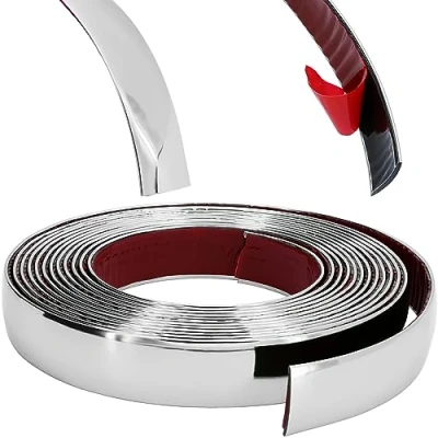 Image de RECAMBO Bande décorative chromée polyvalente, flexible et autocollante 25 mm x 5 m