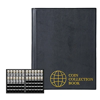 Image de Uncle Paul Album de 420 Pochettes pour pièces Monnaie 3,0 x 2,8 cm/ 1,2 1,1 Zoll Carnet 10 Pages Format Lettre, Poche cm Noir Classique CS0242BK