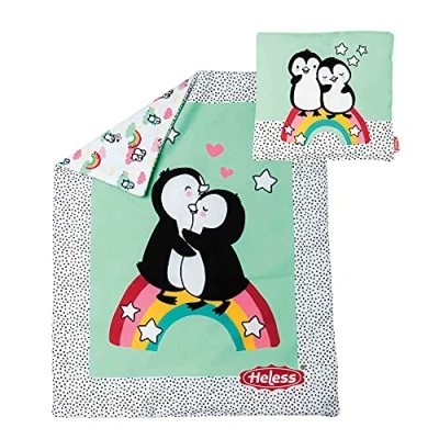 Image de Heless Penguin 1000 Couette réversible avec Coussin au Design Pingouin à Pois pour poupée, 10204908, Multicolore, Taille Unique