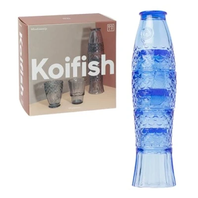 Image de DOIY Ensemble de Verres en cristal Design forme poisson Fabriqués empilables pour la décoration Compatible avec le lave vaisselle Bleue 8,3x8,3x32,5 cm Lot 4