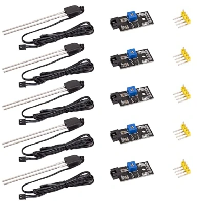 Image de AZDelivery Lot de 5 capteurs d&#039;humidité du Sol,détecteur et Appareil Mesure l&#039;humidité des Plantes avec sonde résistante à la Corrosion pour système d&#039;arrosage Automatique Compatible