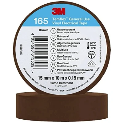 Image de 3M Temflex™ 165 165BR1E Ruban isolant Marron (L x l) 10 m 15 mm