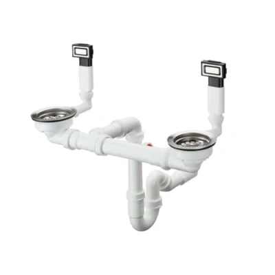 Image de hansgrohe D15 10 Garniture de vidage manuelle pour double cuve, acier inoxydable, 43922800