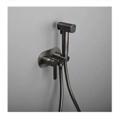 Image de Douchette Toilette Wc Eau Chaude Et Froide,Bidet Pulvérisateur De Bidet À Main, Main Pour Toilettes En Laiton,Gris