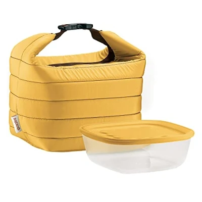 Image de Guzzini, Petit Sac Isotherme A/Compartiment Fraicheur Handy, (Bag) 22 x 18 h22 cm; (Container) 19,6 h7 cm 1400cc, Ocre