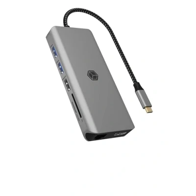 Image de ICY BOX Station d&#039;accueil USB C (12 en 1) pour 2 moniteurs (2X HDMI), 4K 60Hz, hub 3.0 à 5 ports, alimentation de 100 W, Ethernet Gigabit, lecteur carte SD, IB DK4061 CPD