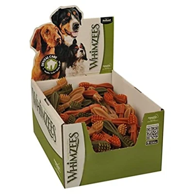 Image de WHIMZEES Natural Dental Treats Brosser M Mélange 11,4cm (75u / C), Noir, Moyen, 75