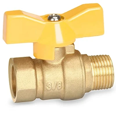 Image de Oumuik Robinet à boisseau sphérique en laiton 3/8 pouces avec poignée aile rouge filetage externe/filetage interne passage complet PN16