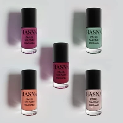 Image de Hasna Paris Vernis à Ongles Halal Collection Privé Éco Responsable Brillance et Longue Tenue Facile appliquer lot de 5x 6ml (SUMMER)