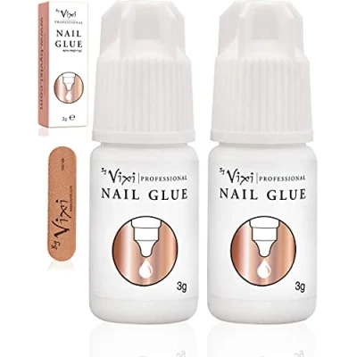 Image de 2 x 3g COLLE EXTRA FORTE POUR ONGLES avec LIME De PRÉPARATION GRATUITS Adhésion et séchage instantanés, qualité professionnelle By Vixi