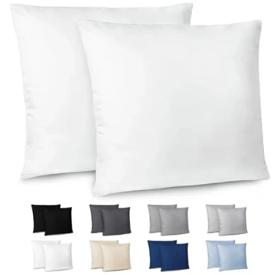 Image de Dreamzie Taie Oreiller 60x60 cm Lot de 2 Housse d&#039;oreiller en Microfibre avec Une Fermeture Eclair Certifiée Oeko Tex Coussin Blanc