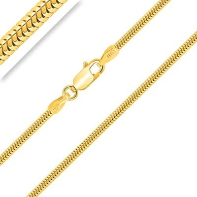 Image de PLANETYS Chaîne Maille Serpent Argent 925/1000 Plaqué Or Jaune 18 Carats Largeur 2 mm Longueur: 70 cm