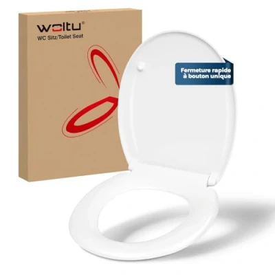 Image de WOLTU Abattant WC, Siège de WC avec Frein Chute, Lunette Fermeture Douceur, en Forme O, Duroplast, Montage par le Haut, Démontage Facile, Blanc, WS2982