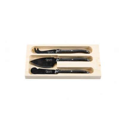 Image de Ensemble de couteaux à fromage Laguiole Style Vie Black Stonewash dans une boîte cadeau