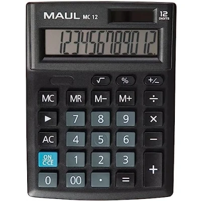 Image de MAUL Calculatrice de Poche MC 12 avec Grand Affichage incliné à Chiffres Bureau Professionnelle pour Le Bureau, la Maison et l&#039;école 13,7 x 10,3 cm Noir