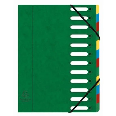 Image de Exacompta Réf. 55125E Carton de 6 trieurs HARMONIKA avec élastiques et fenêtres découpées couverture en carte lustrée dos extensible 12 compartiments pour A4 dim 24,5 x 32 cm rouge