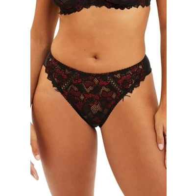Image de SANS COMPLEXE Arum Glitter String, Noir &amp; Rouge Paillete, 42/44 Femme