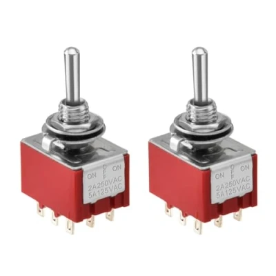 Image de Heschen Lot de 2 interrupteurs à bascule miniatures MTS 303 ON OFF 3PDT 9 broches, A 250 V, 6 125 V