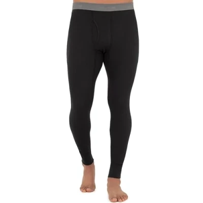 Image de Fruit of the Loom Caleçon long thermique gaufré, en matière recyclée, pour homme, noir, XX Large