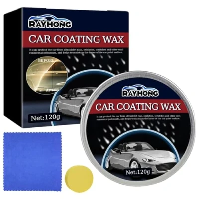 Image de Cire à voiture Carnauba 120 g, avec 1 éponge et chiffon en microfibre. Convient tous les types de véhicules peints