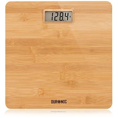 Image de Duronic BS503 Pèse personne numérique 180 kg Grand écran LCD Capteurs de haute précision pour mesure précise Balance corporelle automatique fine en bambou écologique surveiller le poids