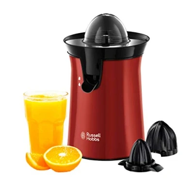 Image de Russell Hobbs Presse Agrumes Electrique [2 Sens Rotation] Colours+ rouge (2 Cônes Interchangeables,sans BPA,lavables lave vaisselle, stop goutte,Facile &amp; rapide, Démarrage auto. par pression) 26010 56