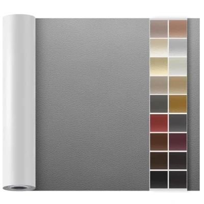 Image de Simili Cuir Autocollant, 10 x 160 cm Patch de réparation en Auto adhésif, Kit pour Sièges D&#039;auto, Canapés, Bateau, Chaises Gris foncé