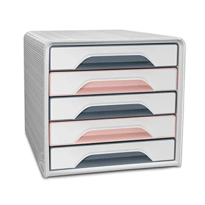 Image de CEP Bloc de classement Module Organisateur 5 tiroirs Rangement documents Bureau Smoove Mineral Rose poudré