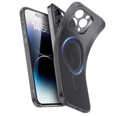 Image de ESR Coque pour iPhone 14 Pro, en Silicone Transparent avec MagSafe, Fine résistante aux Chocs, Anti jaunissement, de téléphone TPU Transparent, série Zero, Noir