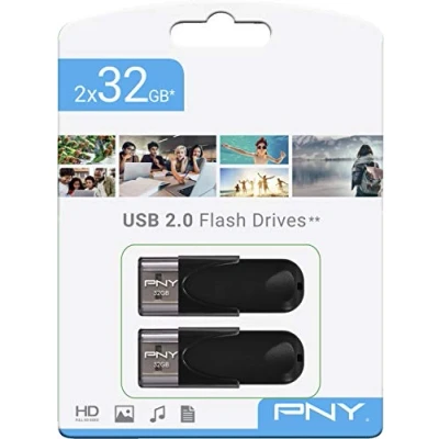 Image de PNY Pack de 2 Clés USB 2.0 Attaché 4 32 Go Noir