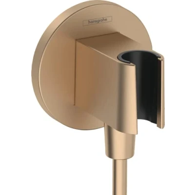 Image de Hansgrohe Coude de Raccordement avec Support Pommeau Douche Fixfit S, Raccord Douchette Mural, Clapet Anti Retour, Bronze Brossé, 26888140