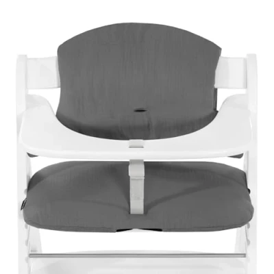 Image de hauck Coussin Chaise Haute Bébé Highchair Pad Select, Compatible avec Chaises Alpha+, Beta+ et Arketa, Antidérapant, Double Rembourrage au Dossier, Facile à Fixer Mousseline Gris Foncé