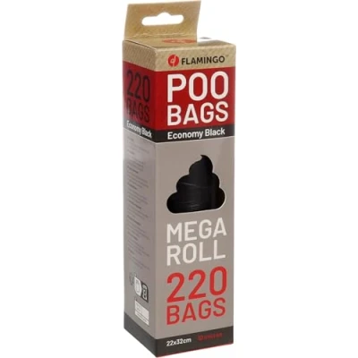 Image de Flamingo Blekz Sacs à Déjections Canines Basic 220 Pièces, Noir, Extra Résistants et Pratiques, Idéal pour Labrador, Beagle, Bulldog Golden Retriever