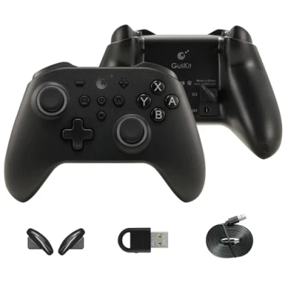 Image de GuliKit KK3 Pro Contrôleur sans Fil pour Switch OLED, Bluetooth PC, Joysticks/Détentes à Effet Hall, Taux Rafraîchissement 1000 Hz, Vibrations Maglev/Rotor/HD, Adaptateur Hyperlink