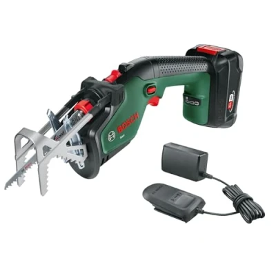 Image de Bosch Home and Garden Scie de jardin sans fil Keo (1 batterie 2,0 Ah, système 18 Volts, diamètre coupe 80 mm, avec lame précision suisse bois incluse, dans un emballage carton)