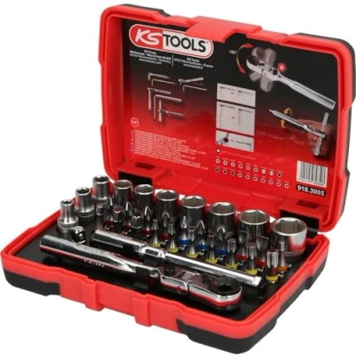 Image de KS TOOLS 918.3005 Jeu de 33 embouts vissage coffret douille cliquet 1/4&quot; embout visseuse et tournevis