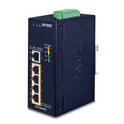 Image de Hub de commutation Gigabit Ethernet industriel PLANET Technology 1 unité 802.3at PoE+ IGS 504HPT