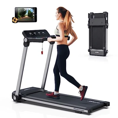 Image de JOROTO Tapis de Course Pliable, 2.5PS Roulant Electrique, 1 14KM/H, Marche à Domicile avec APP, 9 Programmes Prédéfinis pour la Maison Capacité Charge 120 KG