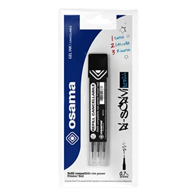 Image de Osama Recharge Stylo Frixion, Idéal pour Papeterie et Fourniture Scolaire Kit 3 Pièces avec Bille Effacables, 0.7 mm Refill Gel Utile Bureau, Noir