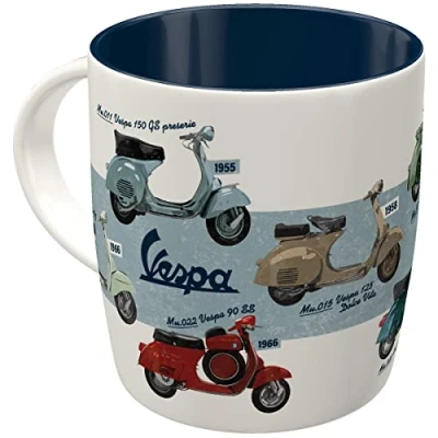 Image de Nostalgic Art Tasse à café rétro, Vespa Model Chart Idée de cadeau pour fans scooters, en céramique, Design vintage, 330 ml