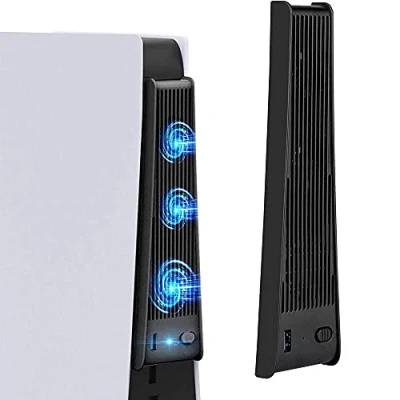 Image de MMOBIEL 3 Ventilateurs externes avec USB 3.0 compatibles la PlayStation PS5 et Digital Edition Noir Incl. Port