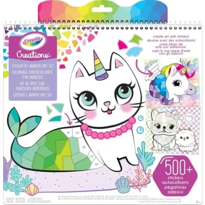Image de CRAYOLA Creations, Album de Coloriage Stickers &amp; Chiffres, activité créative et idée Cadeau pour Les Filles, à partir 8 Ans, 04 6229