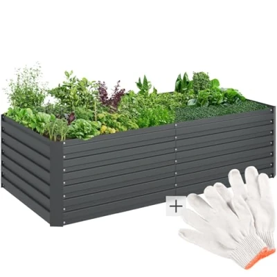 Image de TECTAKE Jardinière surélevée BLOMMA en acier galvanisé capacité 1100L gants inclus