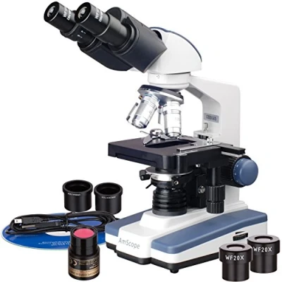 Image de AmScope B120B E 40X 2000X Microscope binoculaire numérique Composite LED avec scène 3D et caméra USB