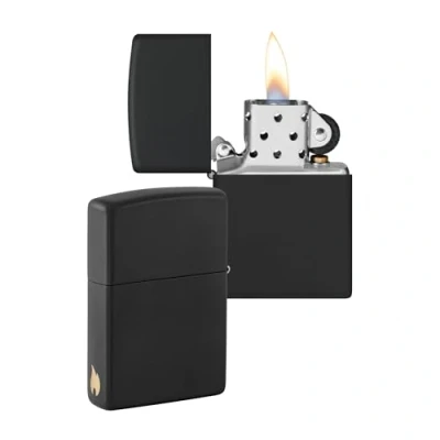 Image de Zippo Modèle Flamme Black Matte Laser Engrave Briquet Coupe Vent, Rechargeable, dans Une boîte Cadeau de Haute qualité